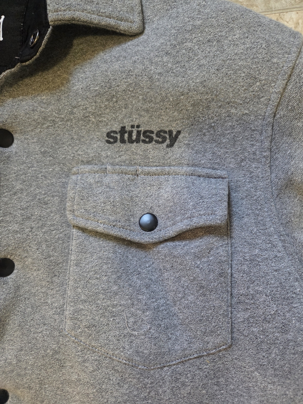 Grey Stüssy fleece Jacket Mens Medium - Picture 5 of 16
